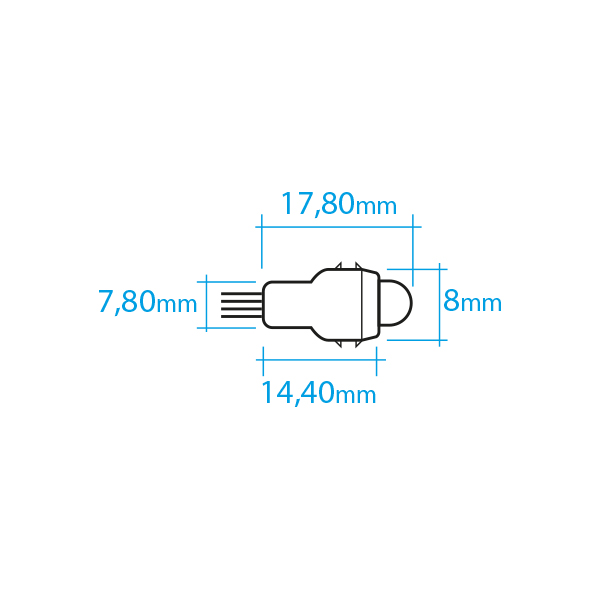 Mini módulo 1 LED 0.18W 12V Amarillo con lupa 60º para empotrar taladro 9 mm