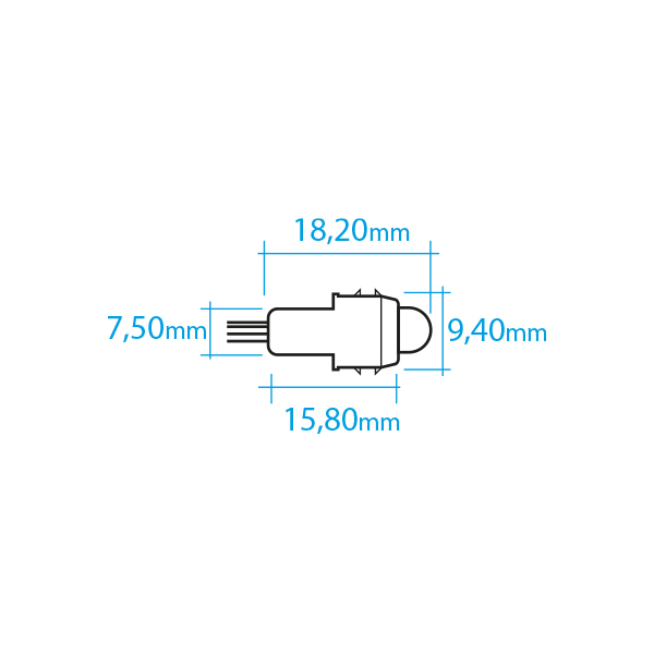Mini módulo 1 LED 0.18W 12V Azul con lupa 60º para empotrar taladro 9 mm