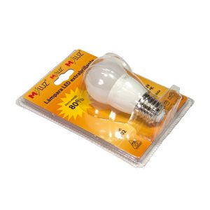 Bombilla LED Esférica M-LUZ E-27P 6W 230V 3000°K en blister