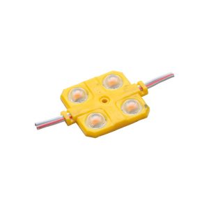 Módulo 4 LED 2W 12V Amarillo con lupa 160º y con adhesivo