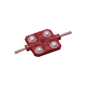 Módulo 4 LED 2W 12V Rojo con lupa 160º y con adhesivo