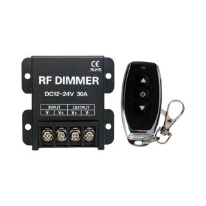 Regulador  RF 1 canal, entrada/salida  12V (360W),24V(720w), control 0-100% mediante mando incluido, IP20, 30 Amp.