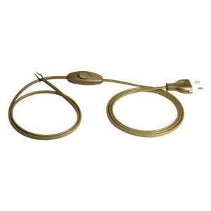 Clavija inyectada sin toma de tierra 2x0.75mm, CON INTERRUPTOR manguera plana color ORO 2 metros
