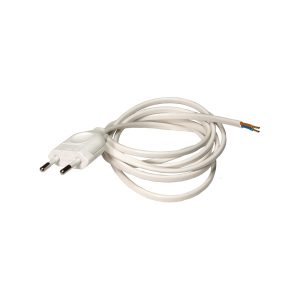 Clavija inyectada sin toma de tierra 2x0.75mm manguera plana BLANCA 3 metros