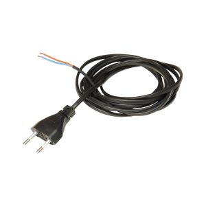 Clavija inyectada sin toma de tierra 2x0.75mm manguera plana NEGRA 1.50 metros