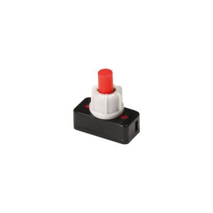 Interruptor-pulsador rectangular, especial flexo, pulsador rojo 2 Amp. 250V
