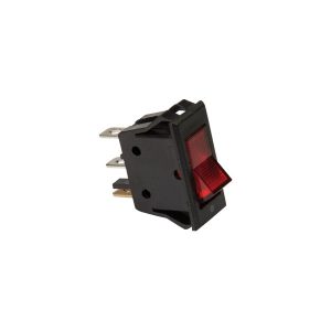 Interruptor rectangular negro con tecla roja luminosa, 10A 250V