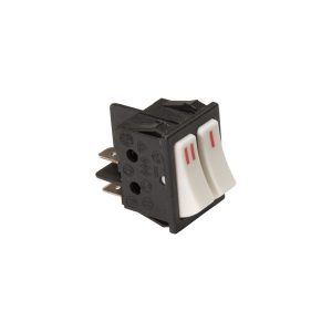 Interruptor doble rectangular negro, 2 teclas blancas 16 Amp. 250V