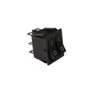 Interruptor doble rectangular negro, 2 teclas negras 16 Amp. 250V
