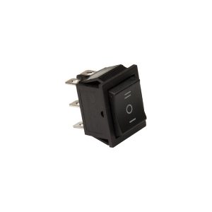 Interruptor rectangular negro, 3 posiciones, tecla negra 16 Amp. 250V