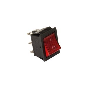 Interruptor rectangular negro con tecla roja luminosa, 16A 250V