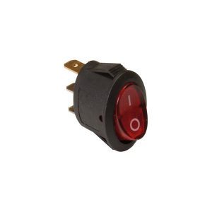 Interruptor ovalado, negro con tecla roja luminosa, 10A 250V