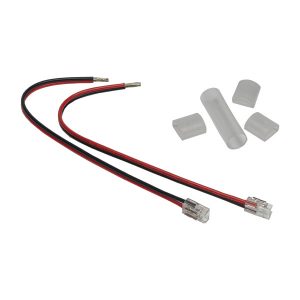 Kit conector rápido con 150 mm. cable para tira led 230V de 8W con retráctil y tapón final