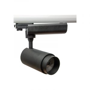foco carril trifásico NEGRO 30W 230V  3000ºK óptica regulabe entre 15º y 60º, IP44