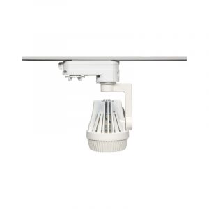 Foco para carril trifásico de 4 vías en color blanco, compatible con bombillas GU10 (no incluida), IP44