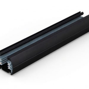 Carril trifásico NEGRO de 1 metro, con 4 conductores. Permite 3 circuitos independientes para focos LED. Control versátil y profesional.