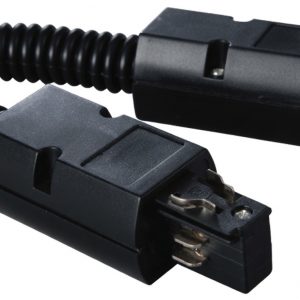 Empalme flexible con toma de alimentación para carril trifásico de color NEGRO