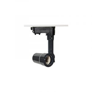 Foco para carril trifásico de 4 vías en color negro, compatible con bombillas E-27 (no incluida), IP44