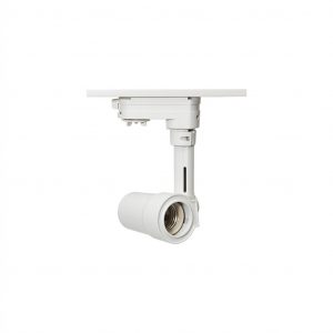Foco para carril trifásico de 4 vías en color blanco, compatible con bombillas E-27 (no incluida), IP44