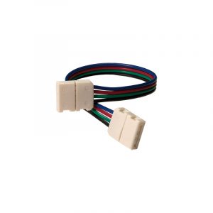 Accesorio empalmador rápido a corriente con 150 mm. cable y 2 clips de union para tira LED  RGB de 10 mm