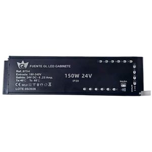 Fuente GL GABINETE 150W 24V, 17 salidas, 6,25 Amp. IP20, entrada sensor
